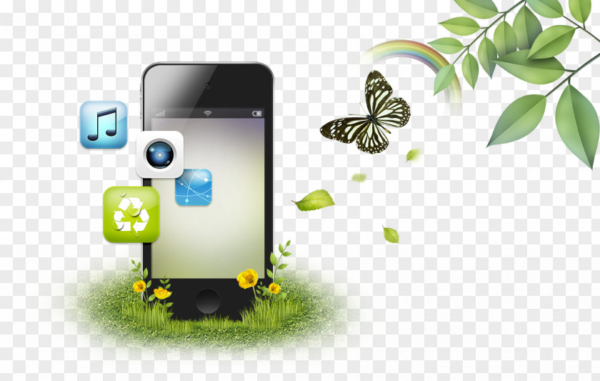 Phone And The Butterfly Smartphone Mobile Advertising Download PNG