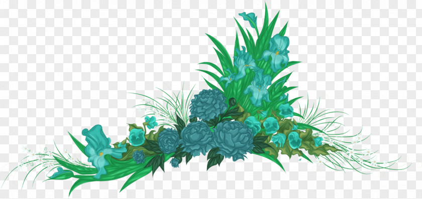 Teal Flower Aqua Blue PNG