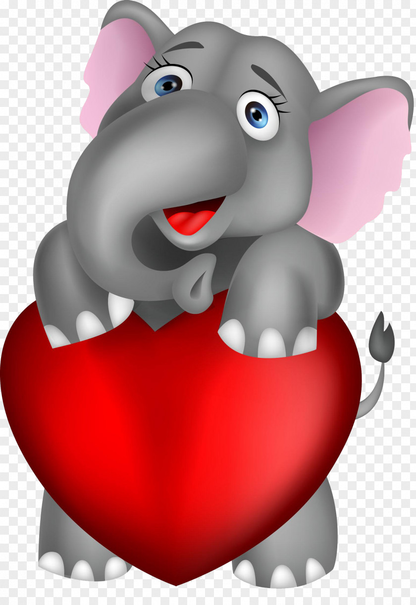 Holding A Baby Elephant Love Heart Red Clip Art PNG