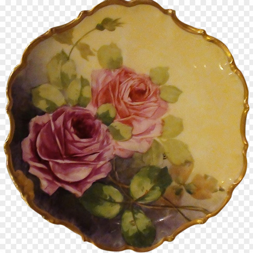 Hand-painted Roses Tableware Plate Limoges Porcelain Vase PNG