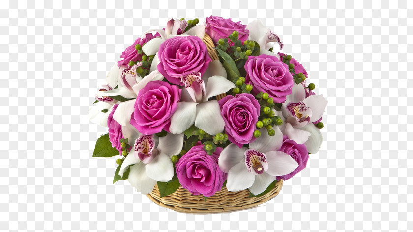 Flower Bouquet Cut Flowers Basket Rose PNG
