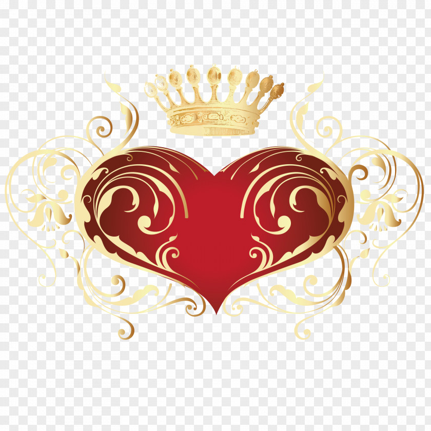 I Love Red And Gold Crown PNG