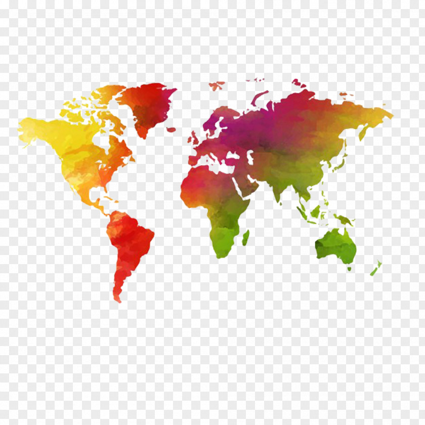 Creative Hand-painted Watercolor World Map Earth Globe PNG