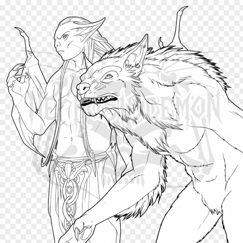Demon Werewolf Drawings The Elder Scrolls V: Skyrim – Dawnguard Sketch Dragonborn Line Art Drawing PNG