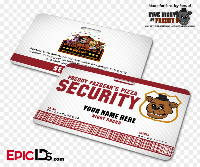 Pizza Freddy Fazbear's Pizzeria Simulator Name Tag Restaurant Identity Document PNG