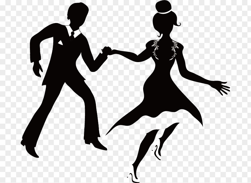 Silhouette Couple Running Wedding Invitation Clip Art PNG