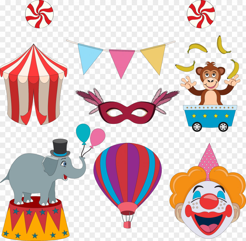 Vector Hand-painted Circus Amusement Park Carousel Carnival Euclidean Fair PNG
