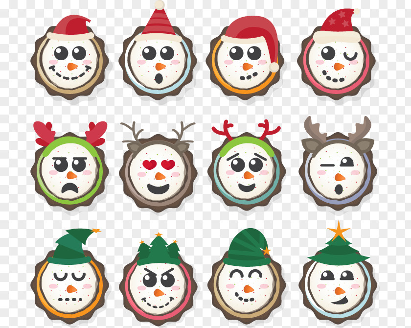 Twelve Kinds Of Expressions Snowman Christmas Download PNG