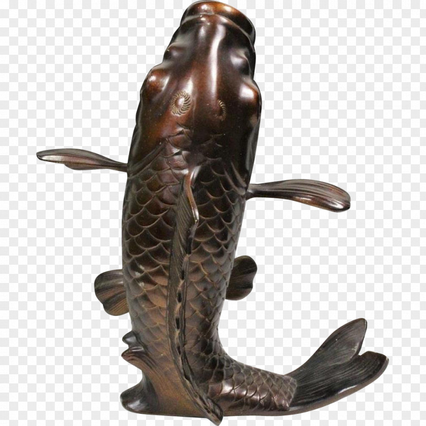 Bronze Sculpture Koi Carp Fishing PNG
