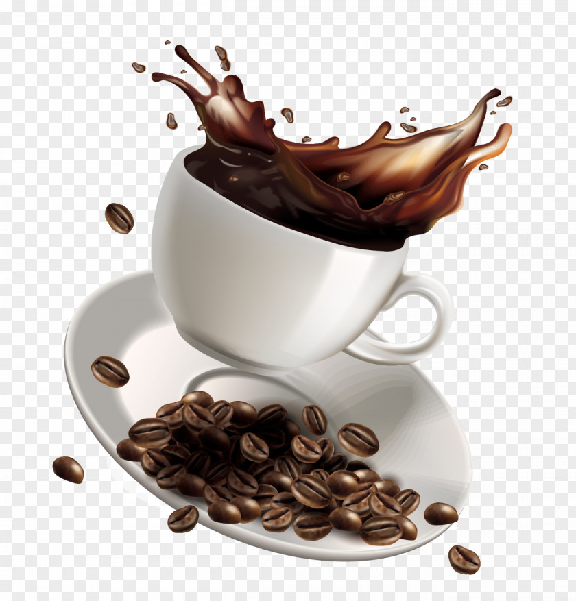 Cartoon Vector Splash Of Coffee White Instant Cafe PNG