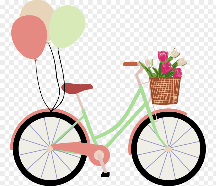 Flat Bike Bicycle Balloon Greeting Card Valentines Day Clip Art PNG