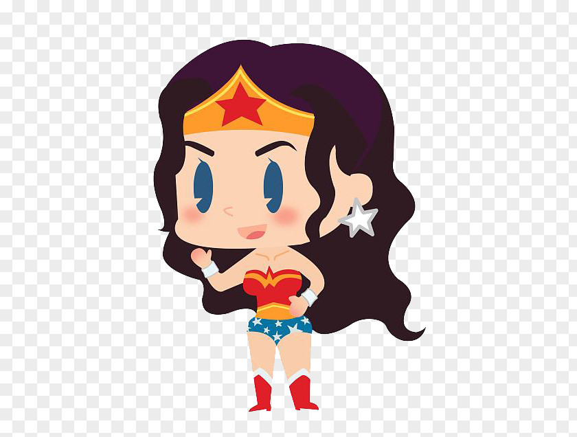 Hand-painted Cartoon Woman Diana Prince Illustration PNG