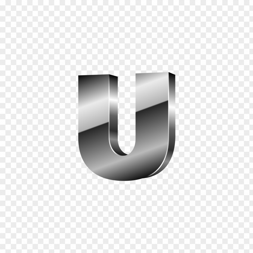 Silver Black Letters U Letter PNG