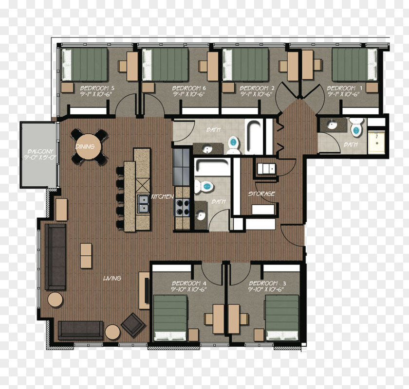 Apartment 229 Lakelawn Apartments House Bedroom Floor Plan PNG