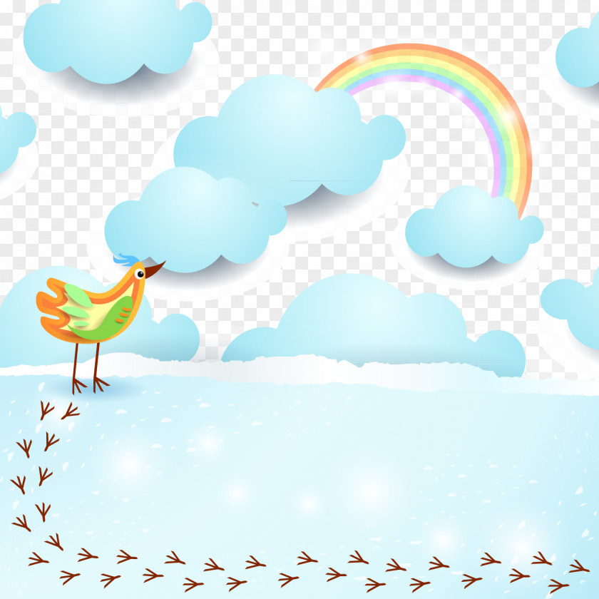 Birds And Rainbow Color Clip Art Vector Material Euclidean Bird Light Cloud PNG