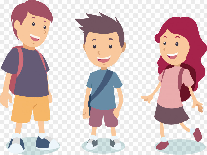 Go To School With Children Student Cartoon Drawing Sketch PNG