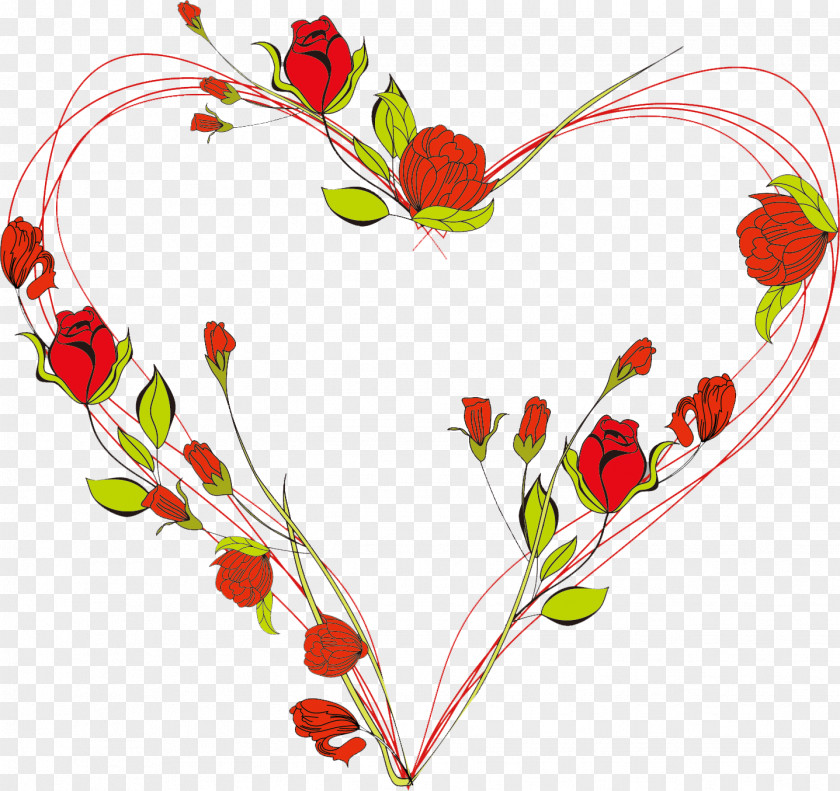 Heart Floral Design Garden Roses Flower PNG