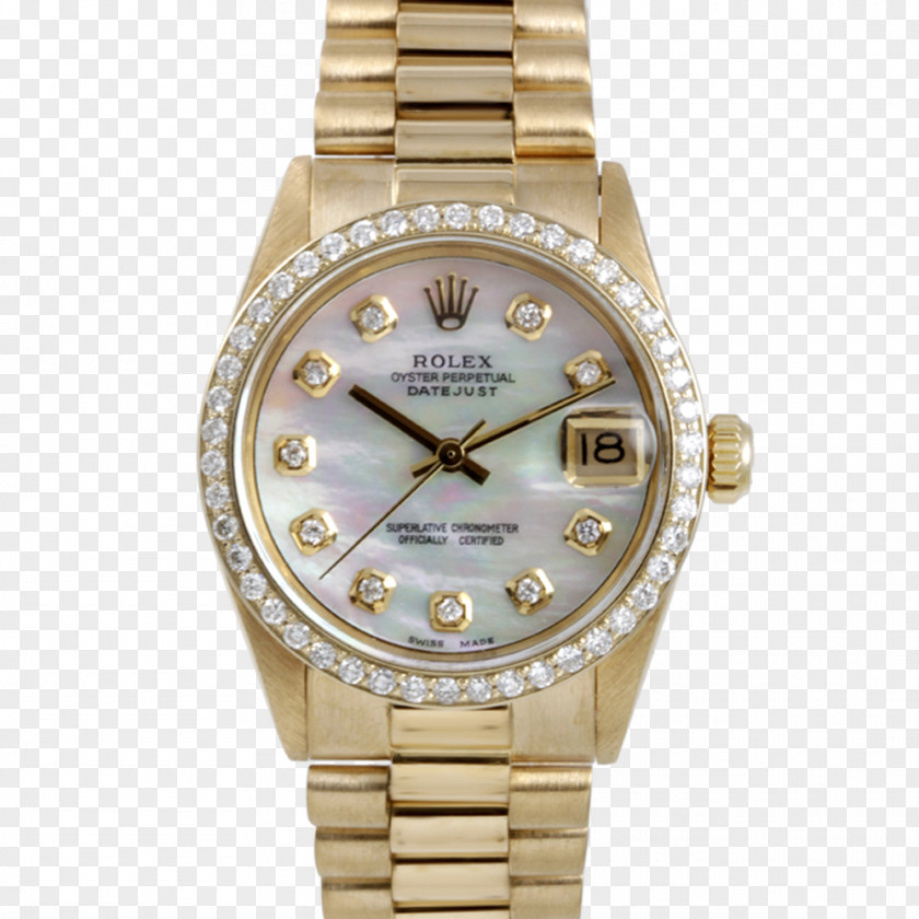 Rolex Watch Colored Gold Diamond PNG