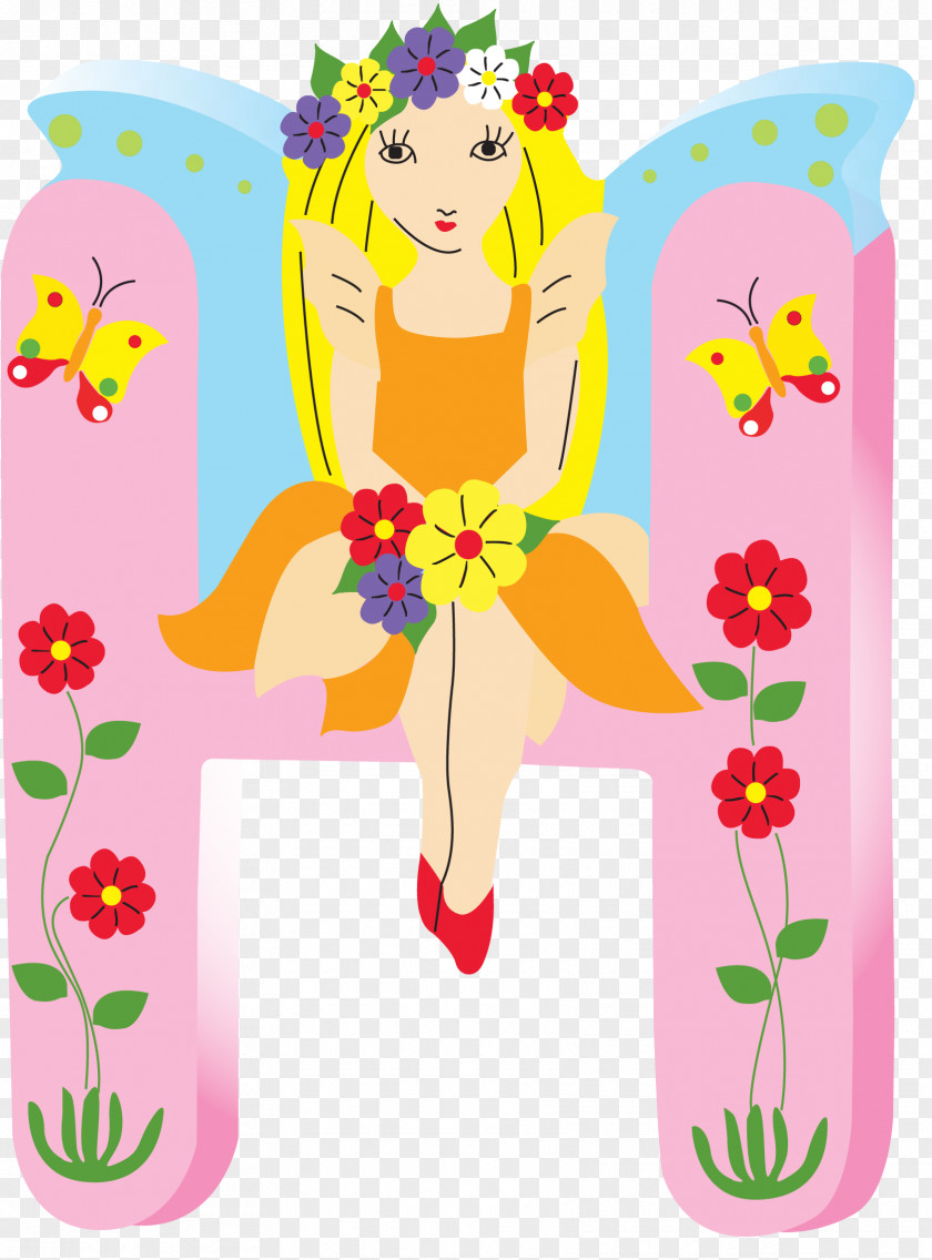 Yule Fairy Floral Design Illustration Word Letter PNG