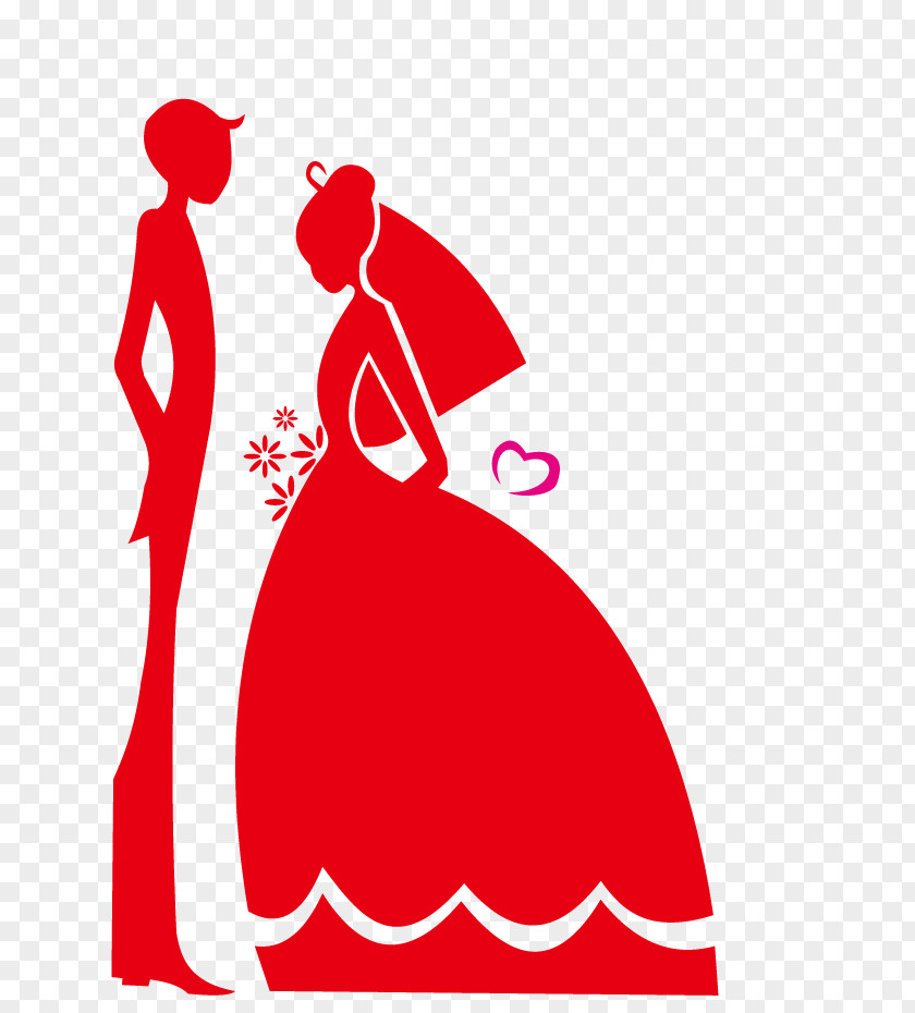 Red Wedding Dress Silhouette Vector PNG