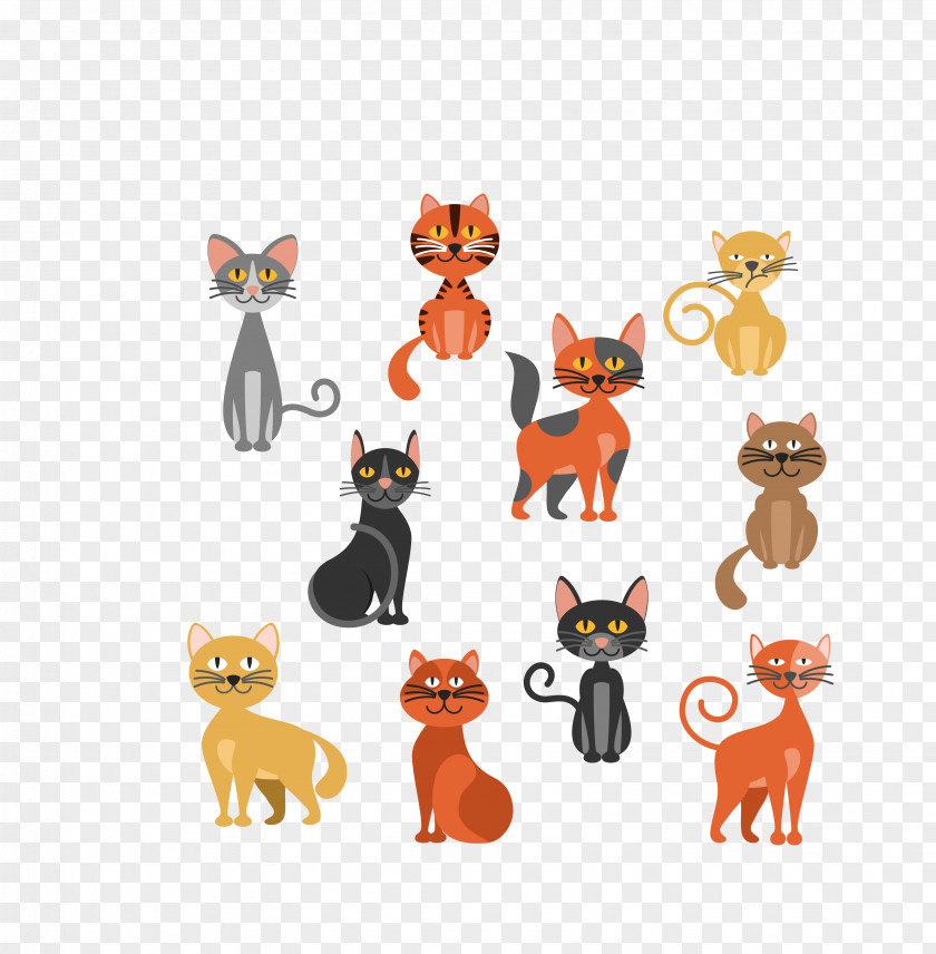 Vector Color Cat Pattern Clip Art PNG