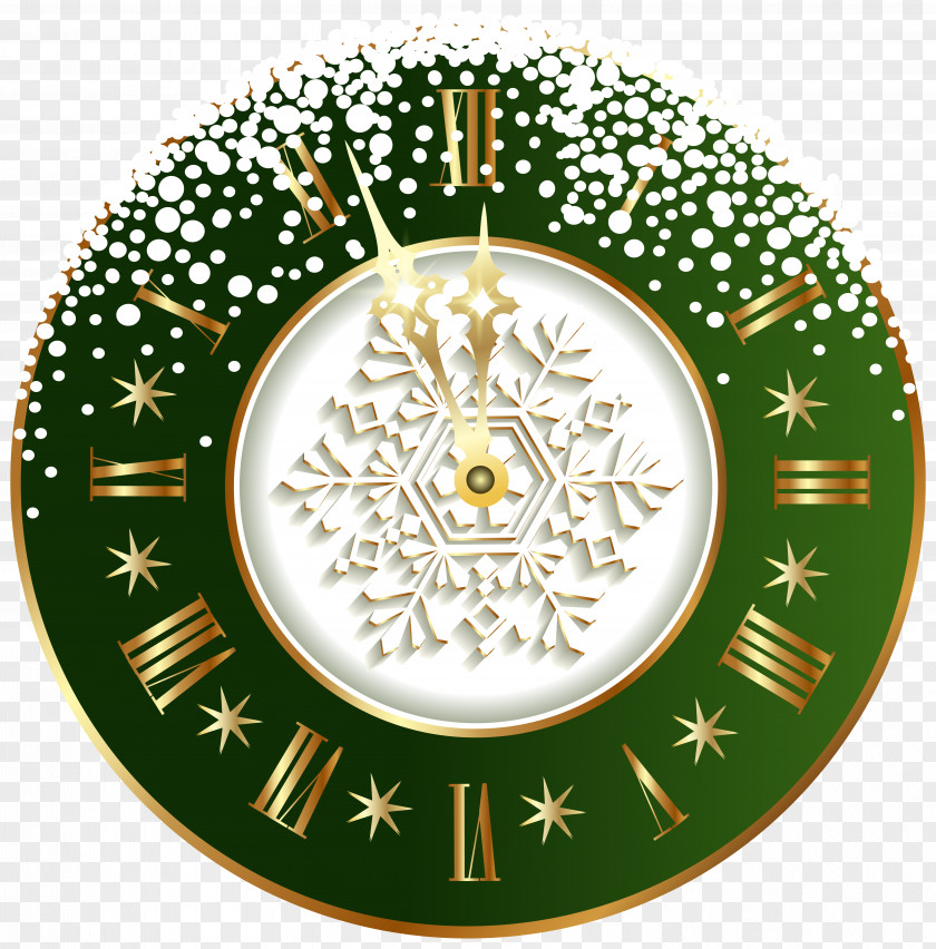 Green New Year Clock PNG Clipart Image Year's Day Clip Art PNG