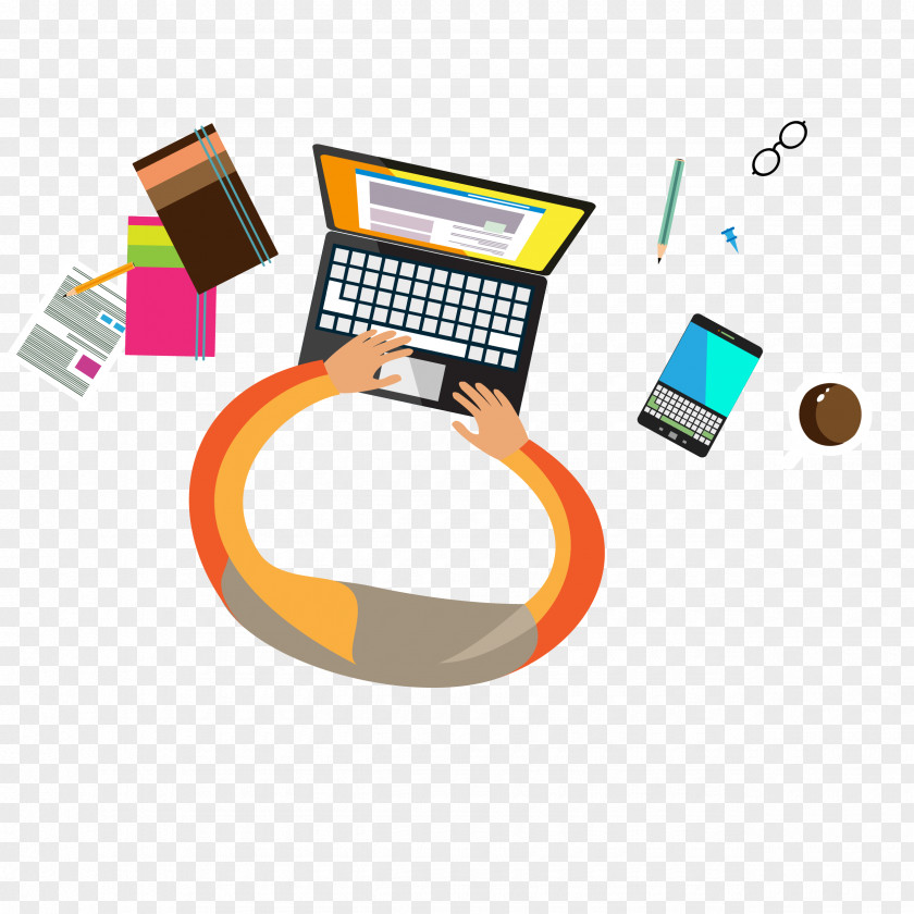 Vector Hand Operation Office Computer Business Table PNG