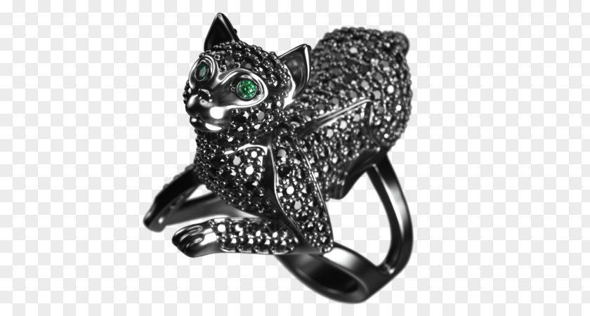 Cat Chevalière Ring Swarovski AG Silver PNG