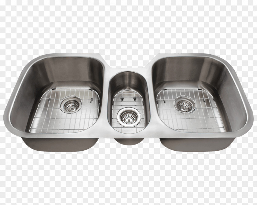 Sink Kitchen Stainless Steel Brushed Metal PNG