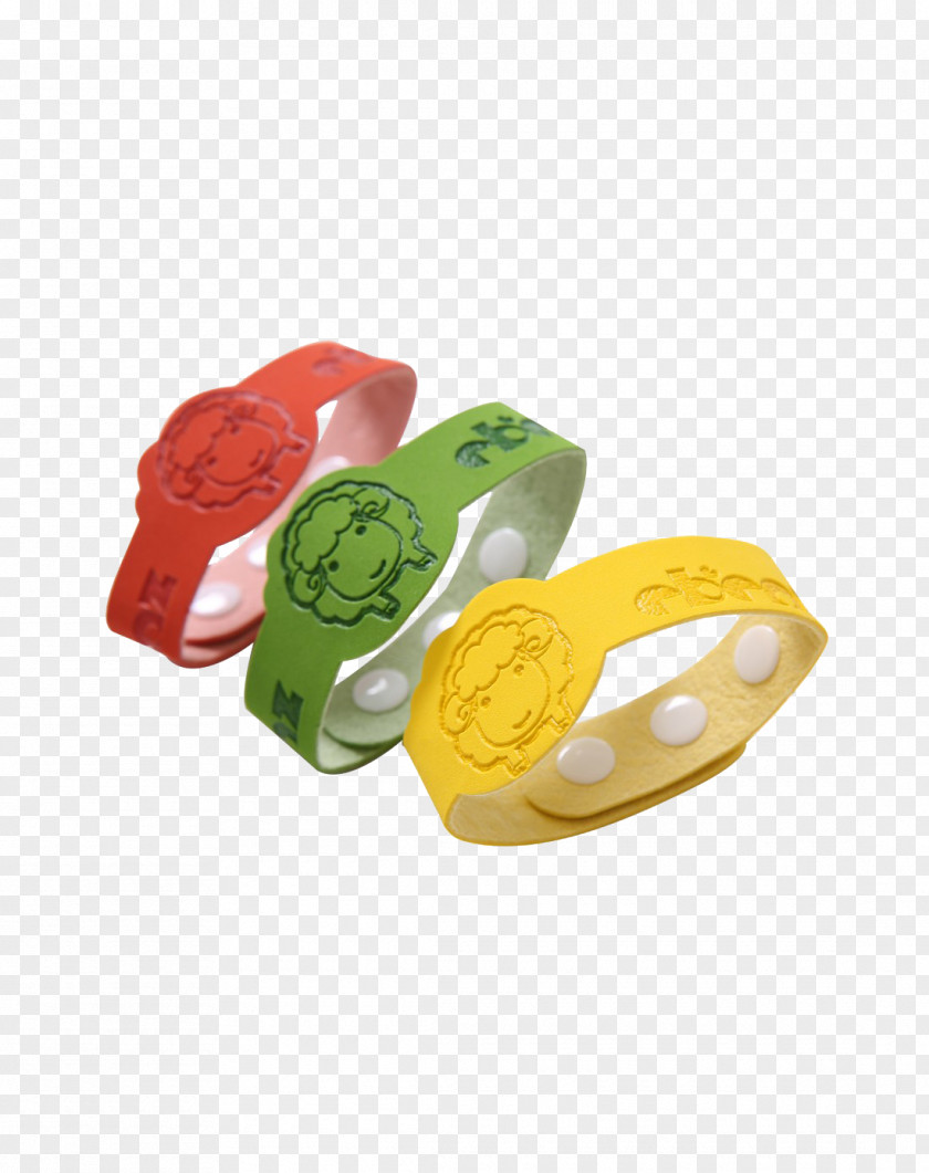 Three Color Mosquito Repellent Bracelet Drawing Cartoon PNG