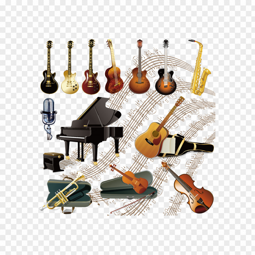 Vector Guitar Horse Piano And Musical Instrument Drums PNG