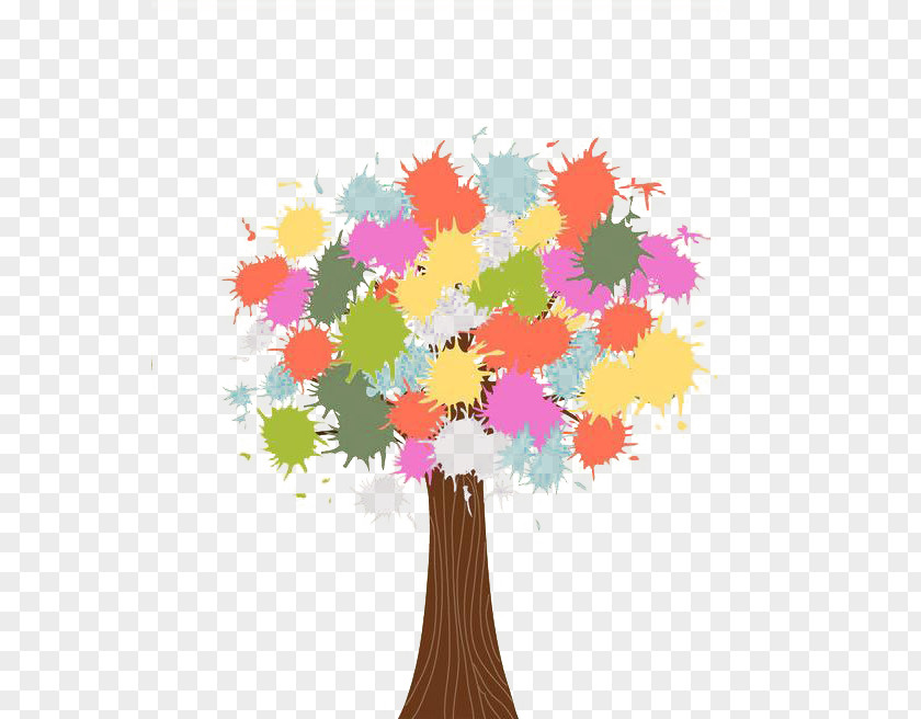 Colorful Trees Tree Ink Illustration PNG
