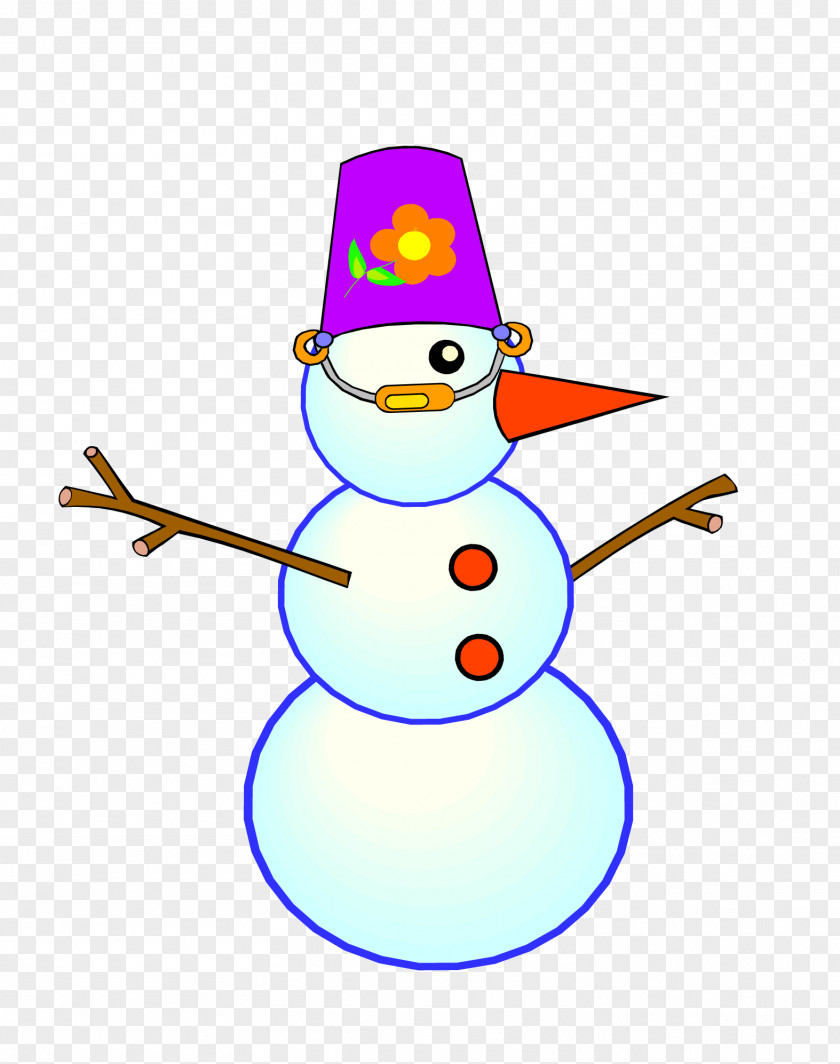Snowman Wearing A Bucket Cartoon Clip Art PNG