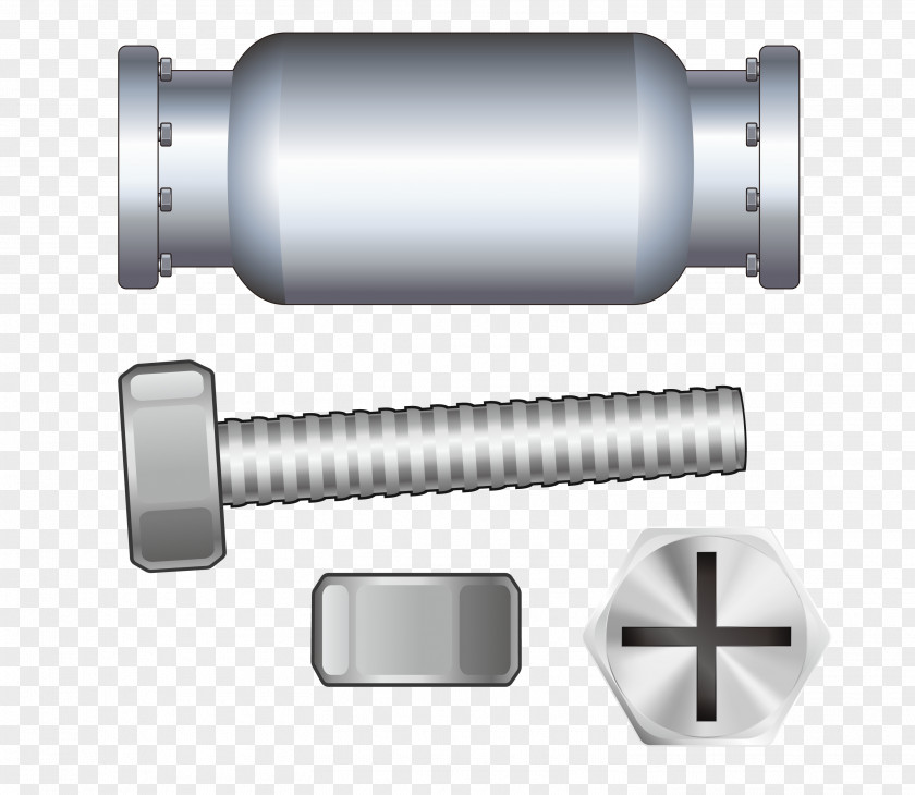 Vector Silver Screw Nut PNG
