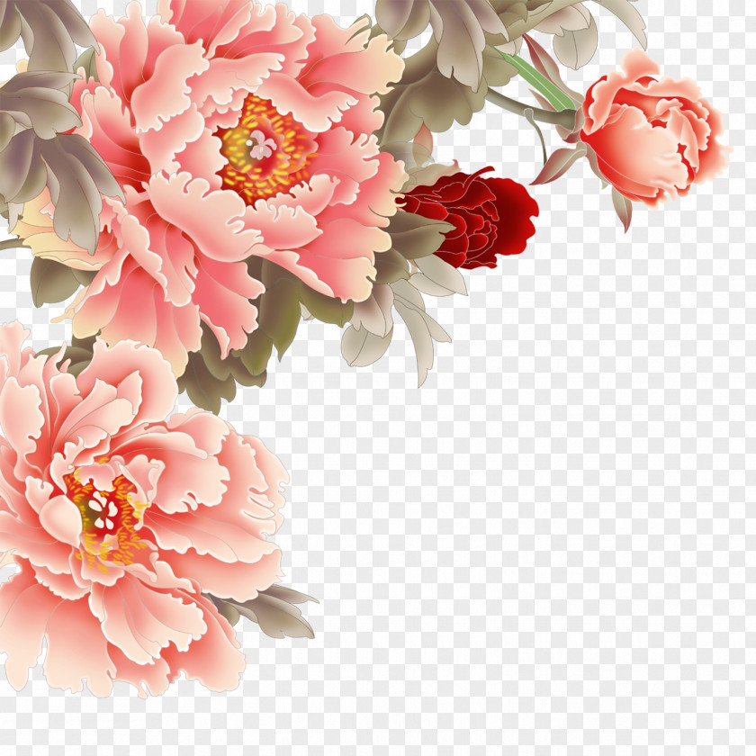 Peony Moutan Pink Flowers PNG