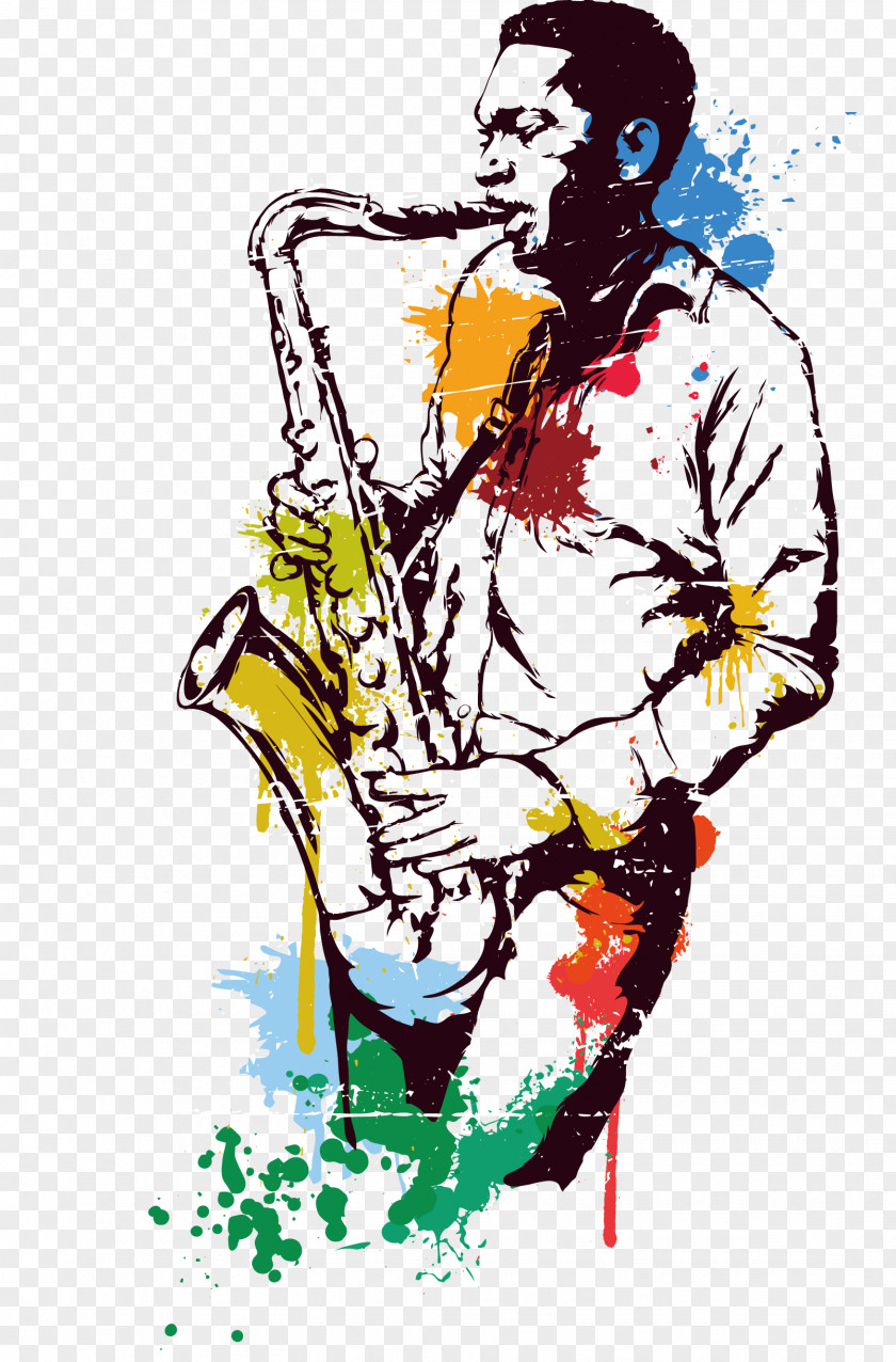 Stained Water Saxophonist Saxophone Jazz PNG