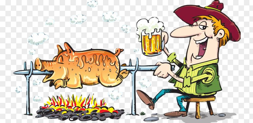 Barbecue Cartoon Pig Roast Roasting Clip Art PNG