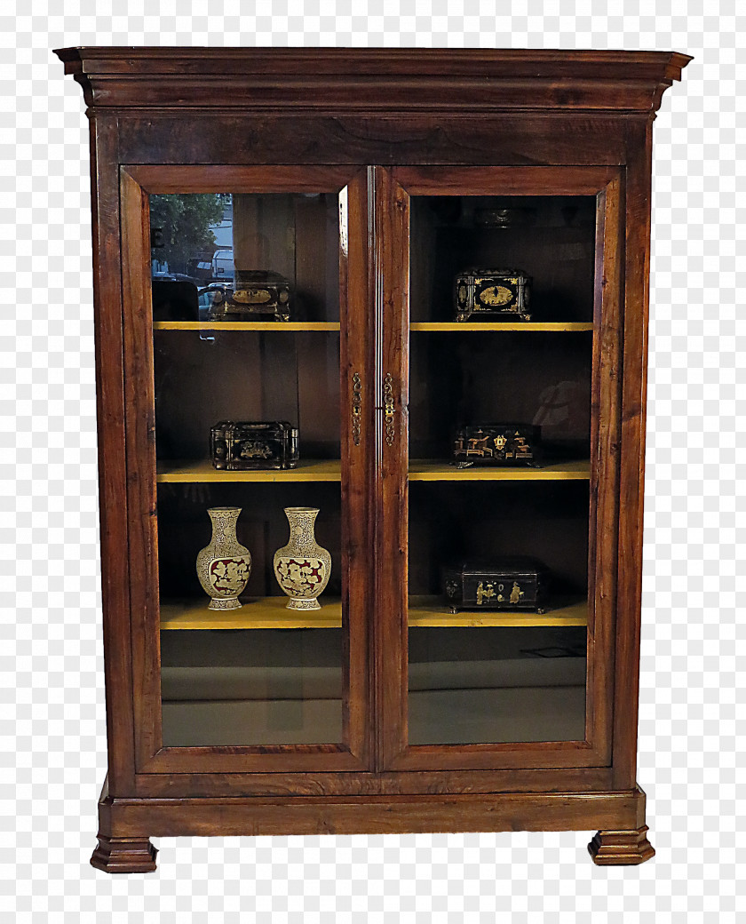 Antique Bookcase Shelf Chiffonier Display Case PNG