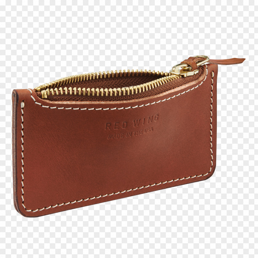 Wallet Coin Purse Leather Red Wing Shoes Zipper PNG