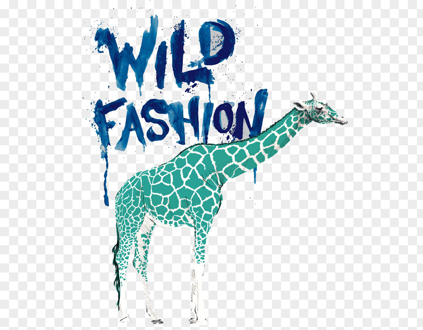 Creative Background Blue Giraffe T-shirt Fashion Clothing Lapel Pin Illustrator PNG