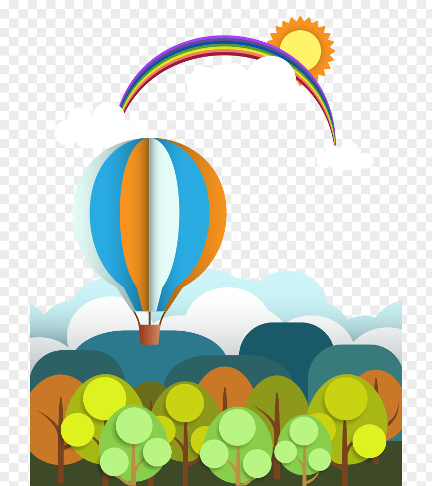Vector Rainbow And Sun Cloud Abstract Illustration PNG