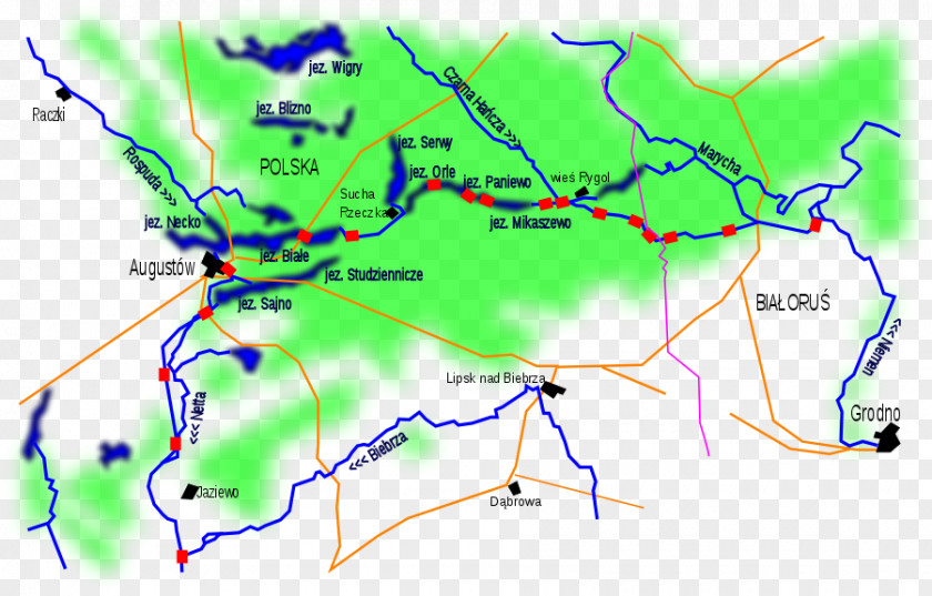 Map Augustów Canal County Biebrza Congress Poland PNG