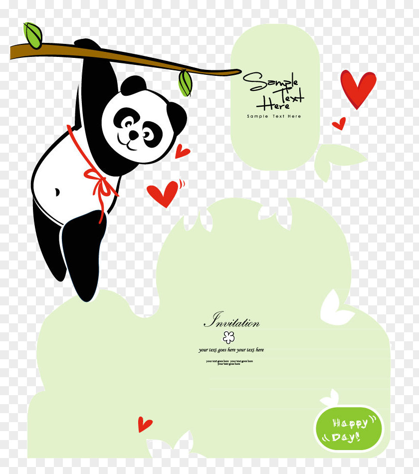 Cute Panda Giant Cartoon Illustration PNG