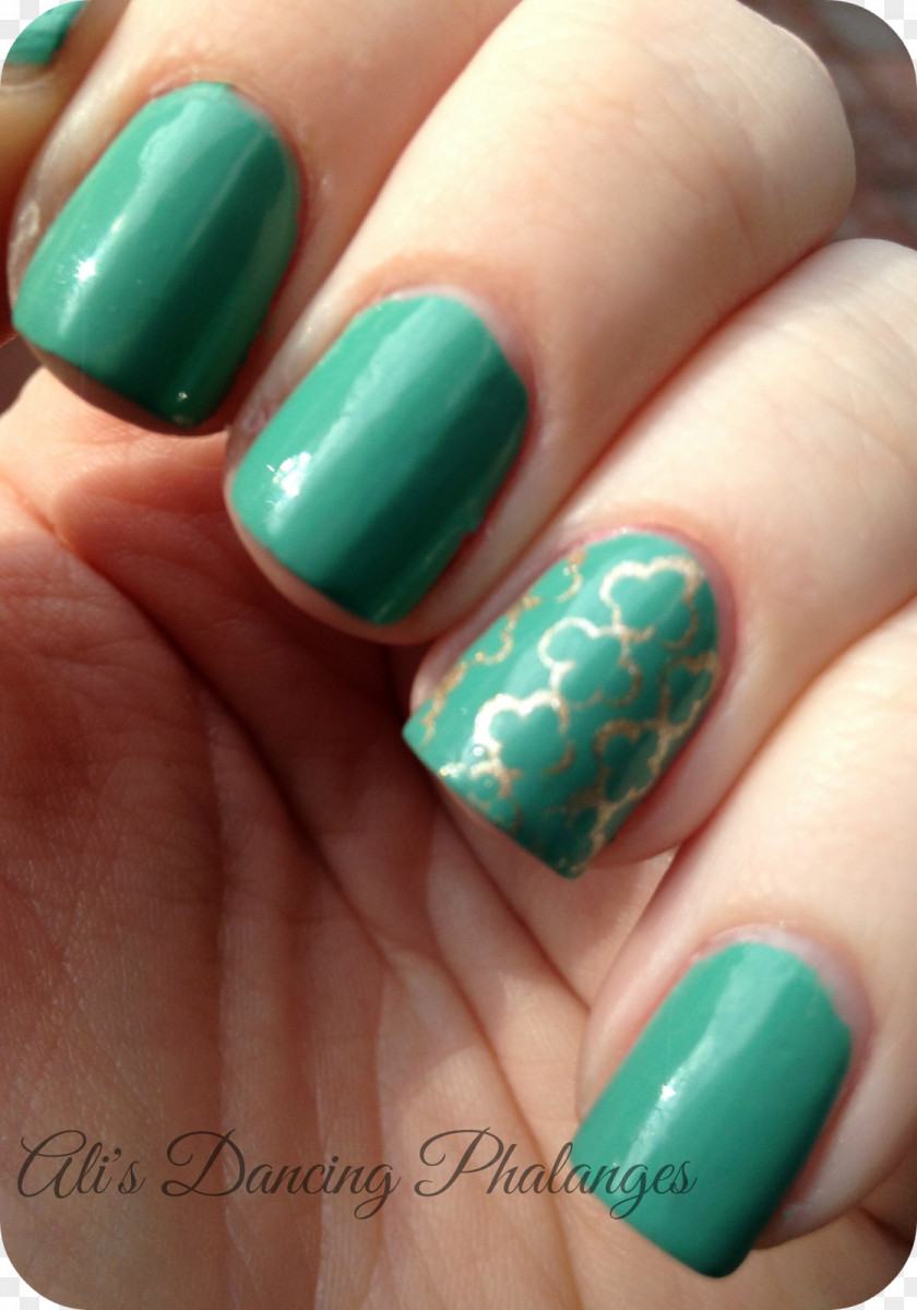 Quatrefoil Nail Polish Manicure Turquoise PNG