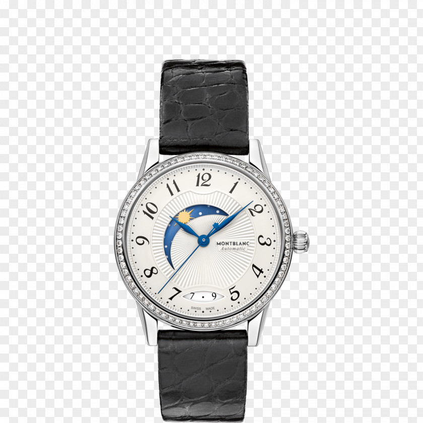 Montblanc Watches Female Form Diamond Watch Silver Black Automatic Complication Jewellery PNG