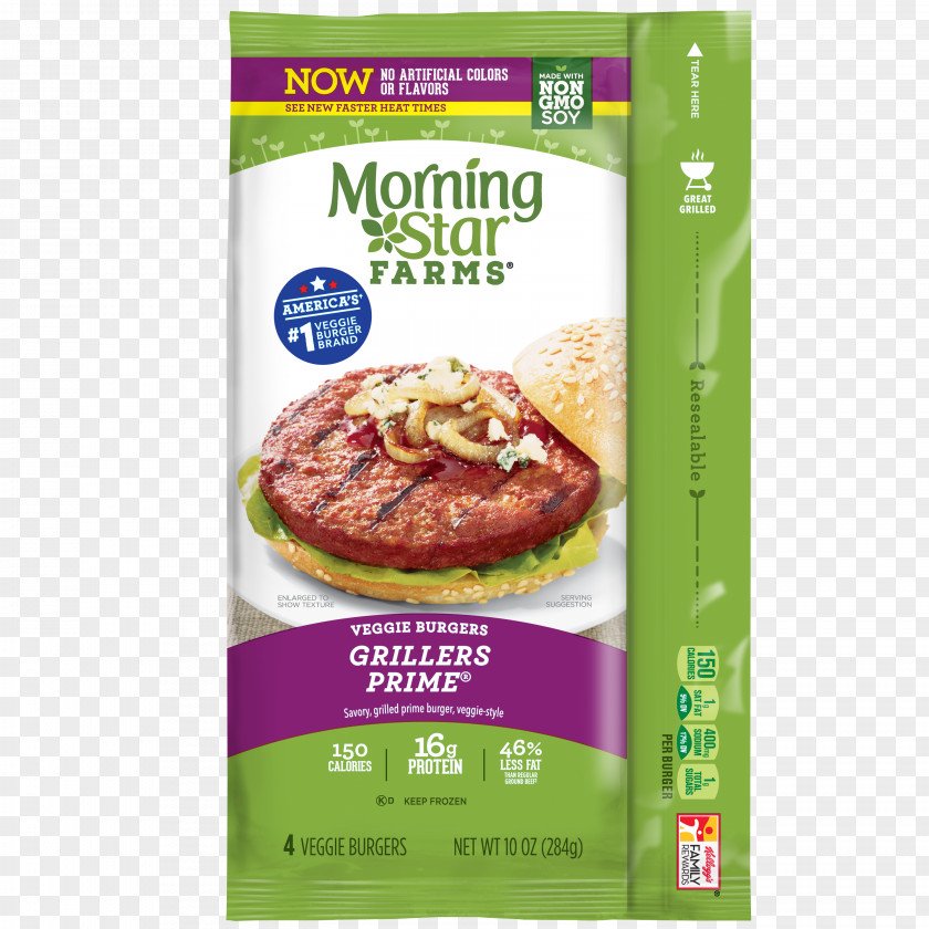 Veggie Burger MorningStar Farms Grillers Prime Hamburger Morningstar Garden Patties Original PNG