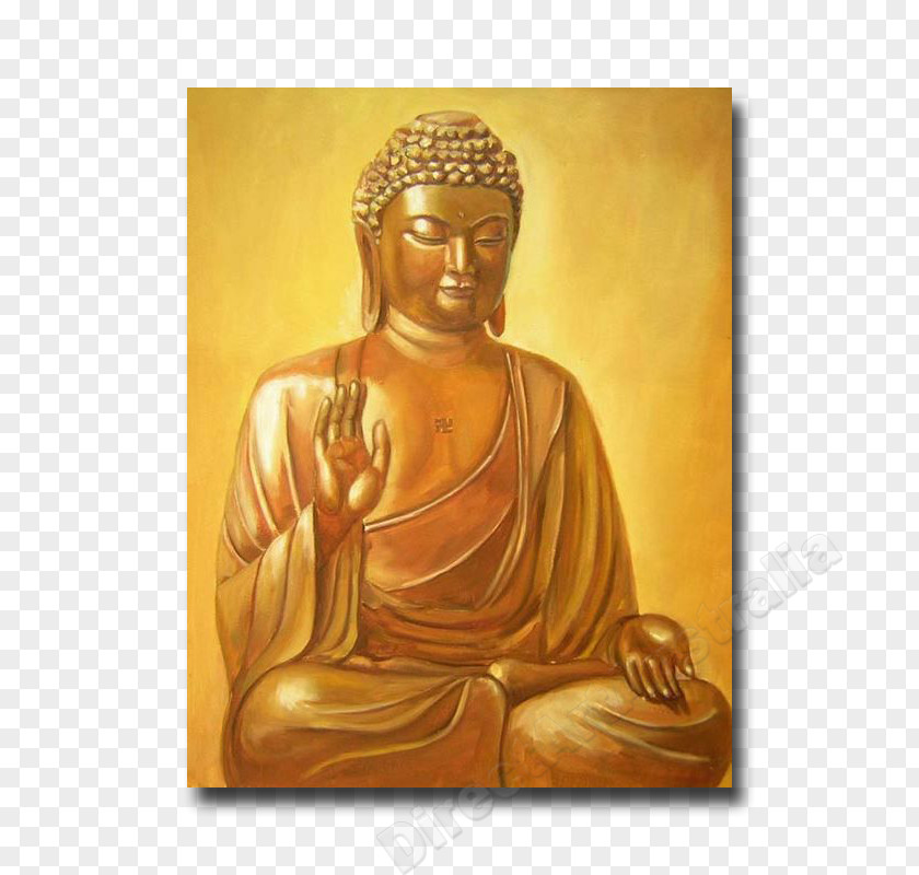 Golden Buddha Buddhahood Canvas Print Oil Painting PNG