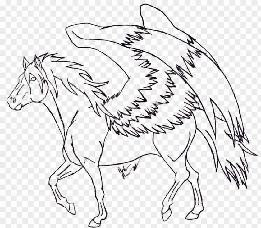 Pegasus Outline Line Art Drawing Coloring Book Horse PNG