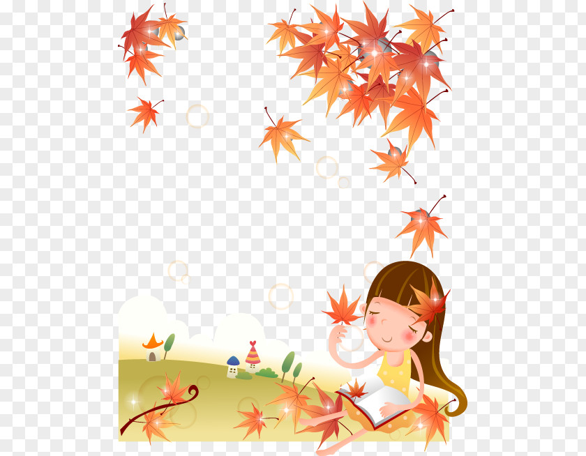 Cute Kids Cartoon Maple Leaves Drawing Illustration PNG