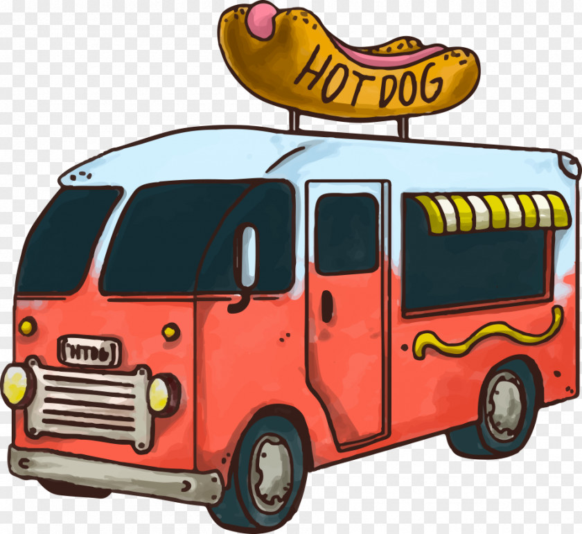 Vector Bus Above A Hot Dog Fast Food Hamburger Car Truck PNG
